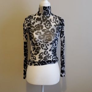 Reformation Leopard Print Mesh Top